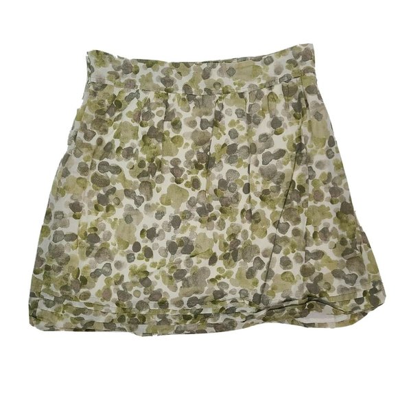 ANN TAYLOR LOFT Green Circles 100% Cotton Side Zip Skirt Womens Size 4 - Picture 5 of 6